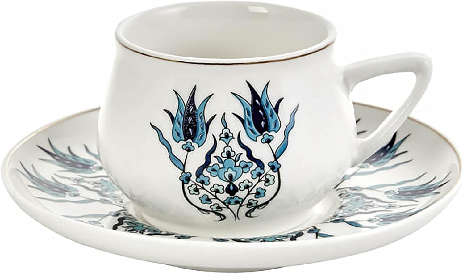 KARACA Iznik XL Turkish Coffee & Espresso Cups 12 Piece Set for 6 100ml