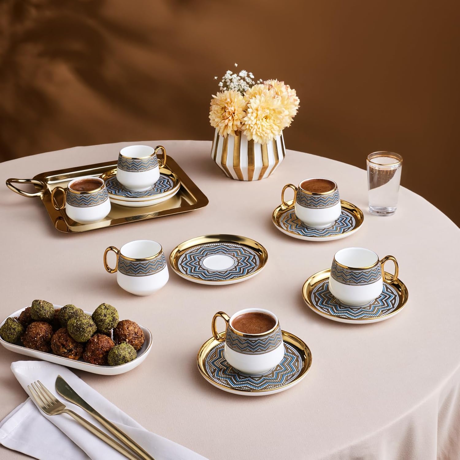KARACA Suadiye 12 Piece Turkish Coffee Cup Set for 6, 90ml
