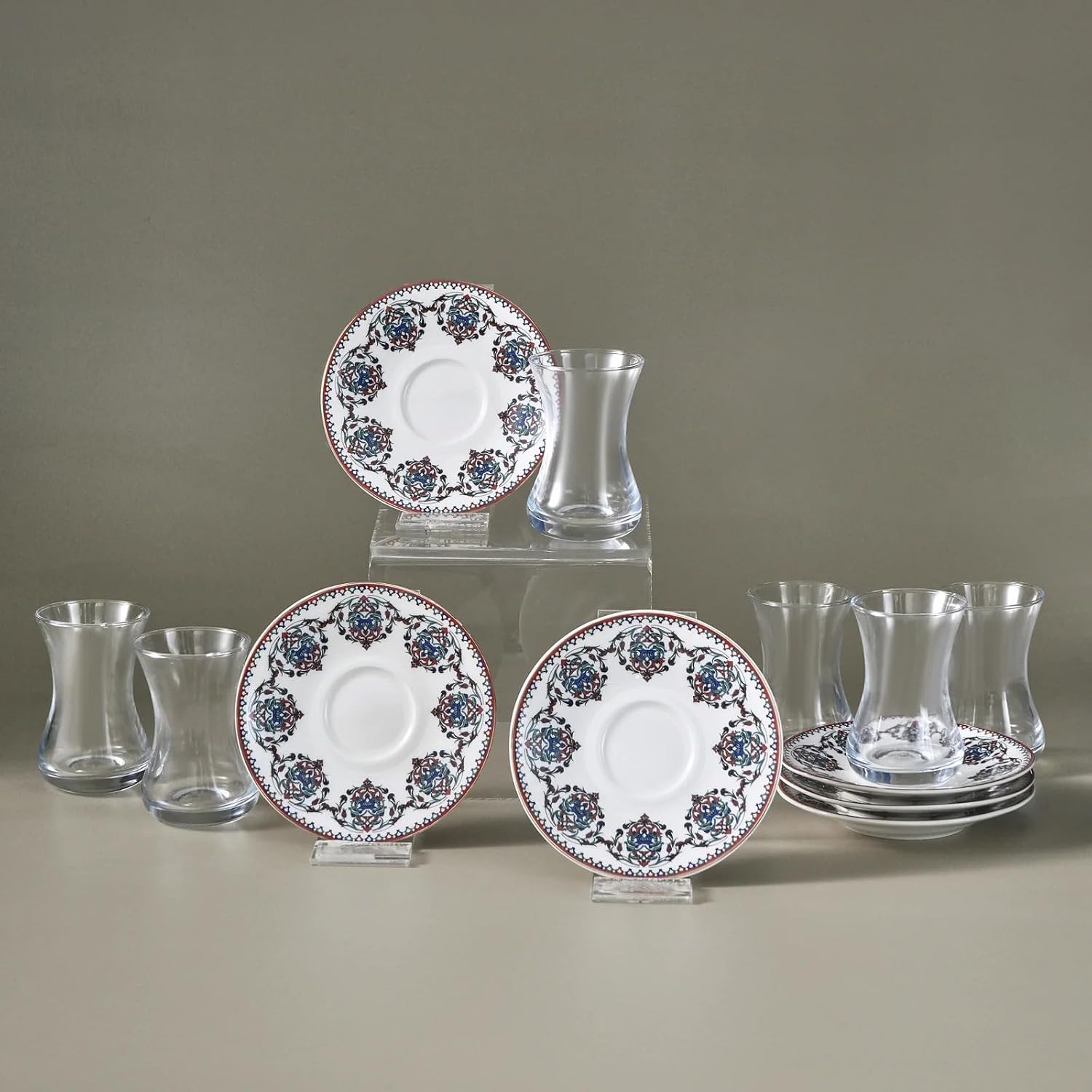 KARACA NAKKAŞ V2 12-Piece Tea Set. Red