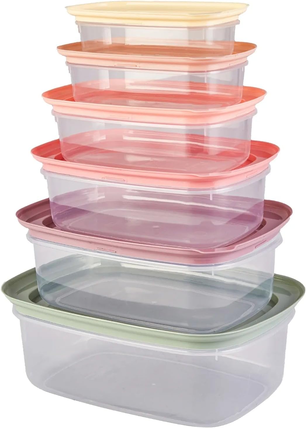 Karaca Vicks Light Pack of 6 Food Containers, 2.9 Litre, 1.9 Litre, 1.2 Litre, 0.8 Litre, 0.5 Litre, 0.3 Litre Plastic