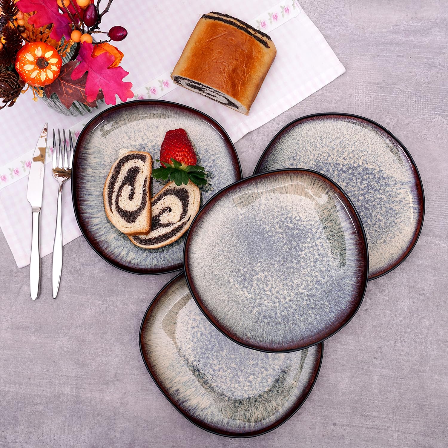 Karaca Black Galactic Reactive Tea Cup Saucer for 4 People, Stylish, Extraordinary, Reactive Dinnerware, Unique, Healthy, Natural, Self-Textured, Organic Form, for Daily Use and Special Occasions Black-multi