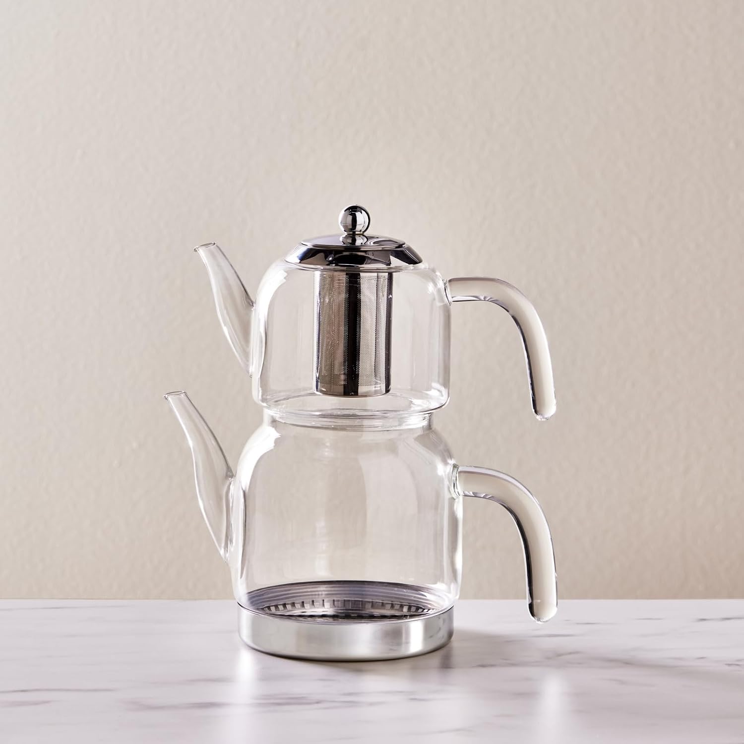 KARACA Panora Glass Teapot Set with Infuser, 1.25L, Induction Base