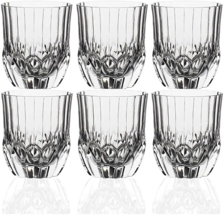 RCR Adagio 6 Piece Crystal Tumbler Glass Set 350 ml Transparent – Luxion® Italian Glassware for Water, Whisky & Soft Drinks, Dishwasher Safe Elegant Drinkware