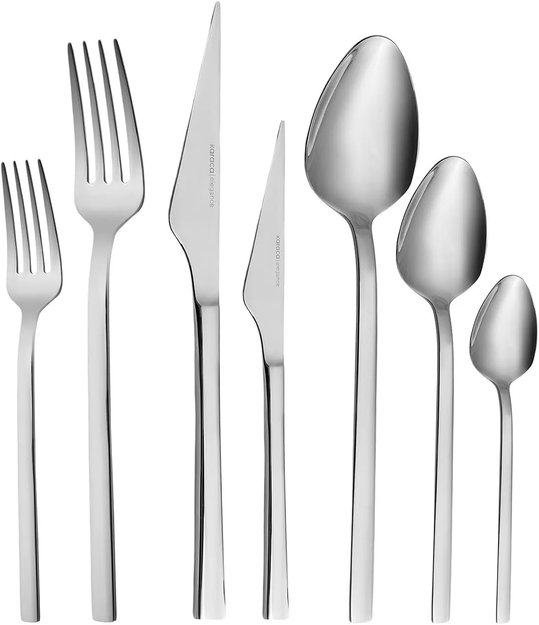 Karaca Boreas 84-Piece Kitchen Silverware Sets, Stainless Steel Cutlery Set for 12 People, Durable, Elegant, Dishwasher Safe, Includes Table & Dessert Spoons, Forks & Knives