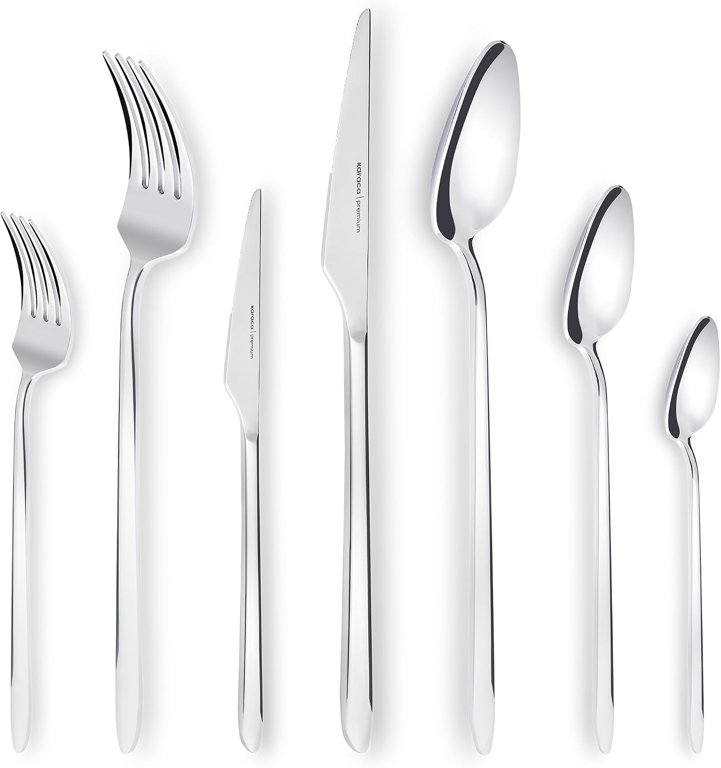 Karaca Stark 316+ Premium Cutlery Set for 12 People, 84 Pieces, Spoon, Rustproof, Long-Lasting, Corrosion-, Dishwasher Safe, Serving Cutlery, Elegant, Blade Steel
