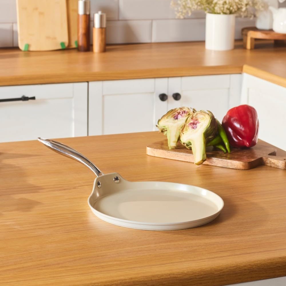 KARACA Swiss Crystal 25cm Ceramic Non-Stick Induction Pancake Pan Cream