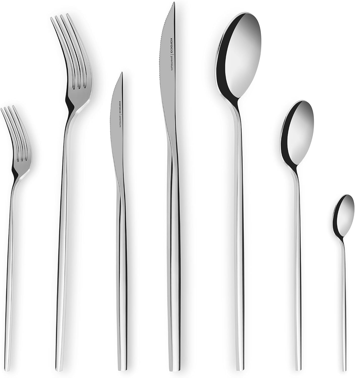 Karaca Mild 84-Piece Cutlery Set for 12 People - 316+ Stainless Steel, Dinnerware Tableware Silverware Service, Includes Fork, Spoon, Knife, Dessert Fork,Teaspoon, Mirror Polished, Silver