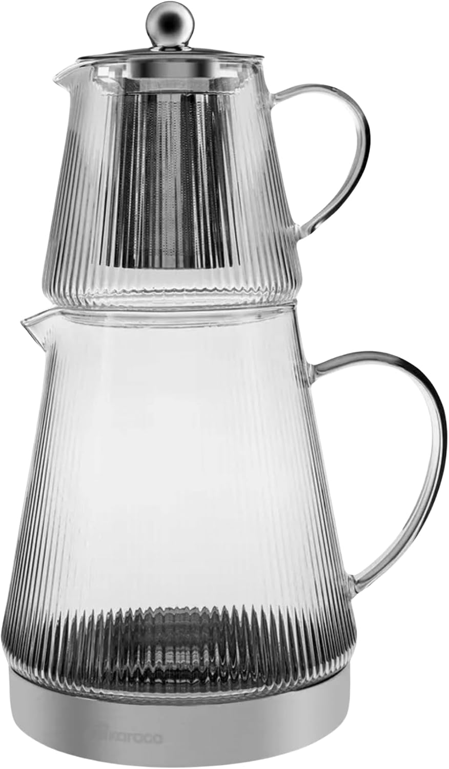 Karaca Keops Turkish Small Teapot with Infuser and Lid (0.45L Tea Pot & 1.5L Induction Kettle) - Borosilicate Glass Small Teapot Set for Stovetops - Clear Tea Maker Crystal Clear