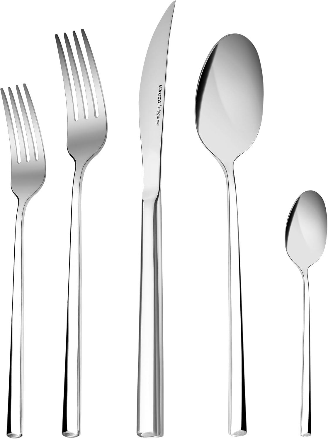 Karaca Tivoli Silverware Set For 6, 30-Piece Everyday Flatware Set, Service For 6, Premium 18/10 Stainless Steel, Heavy Duty 3-7mm Solid Design, Modern Polished Silver