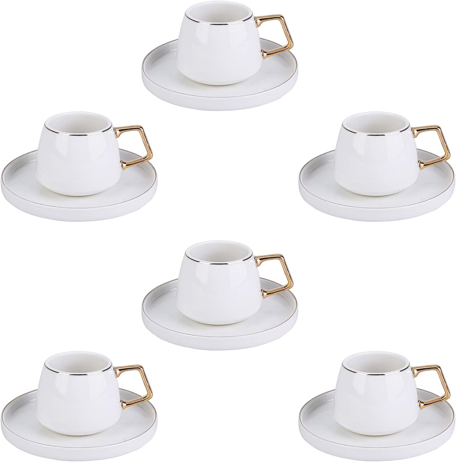KARACA Saturn Gold 12 Piece Turkish Coffee & Espresso Cups Set for 6 90ml