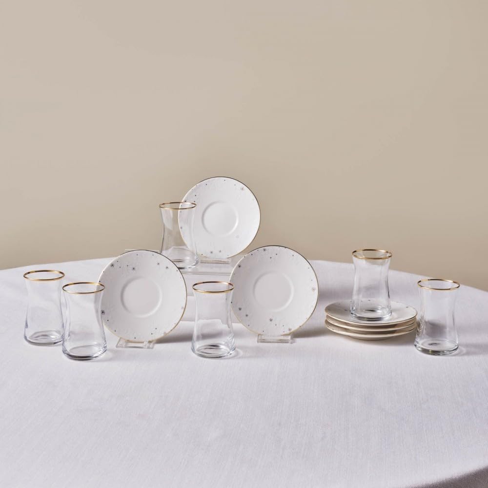 Karaca Fleur 12-Piece Tea Set for 6 People White