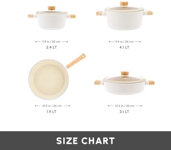 KARACA Swiss Crystal Woody Non-Stick Cookware Set, 7 Piece