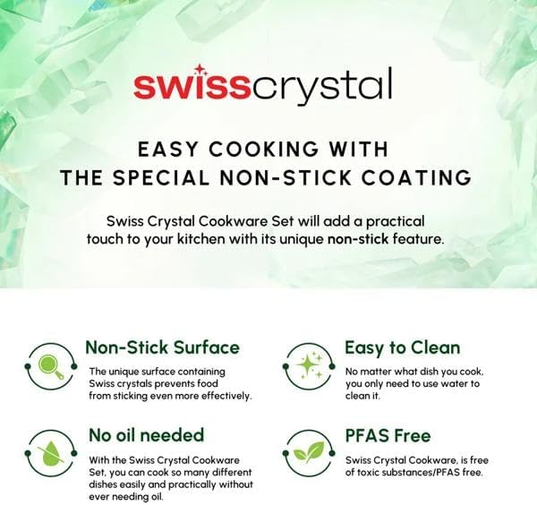 KARACA Swiss Crystal Woody Non-Stick Cookware Set, 7 Piece